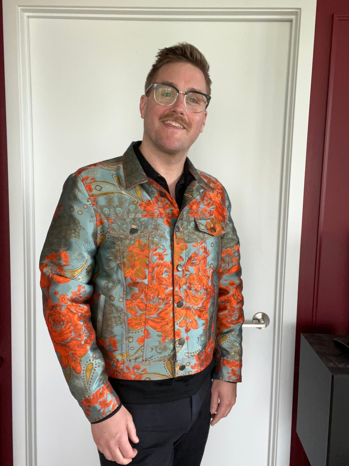 Orange Floral Jean Jacket