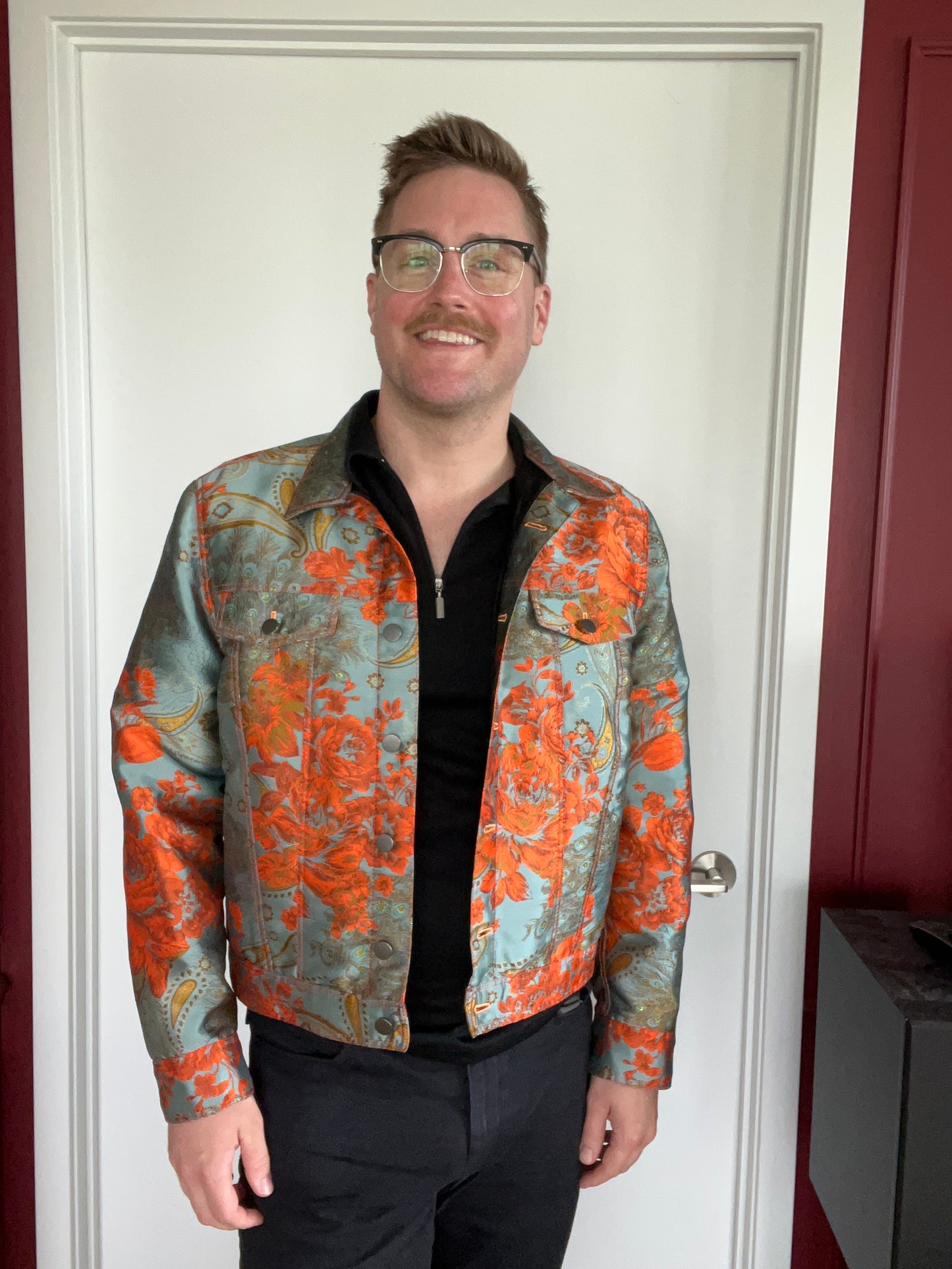 Orange Floral Jean Jacket