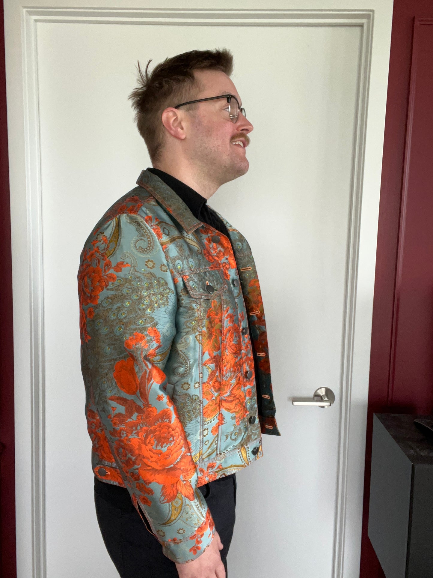 Orange Floral Jean Jacket
