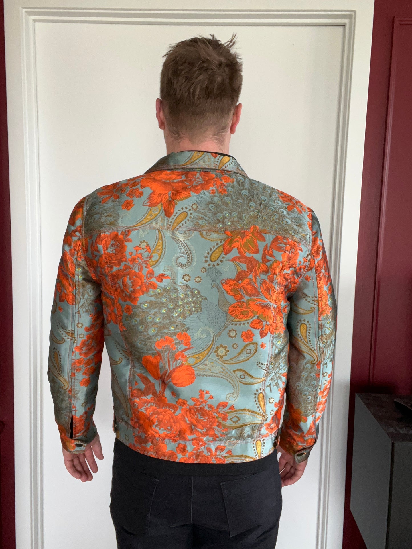 Orange Floral Jean Jacket