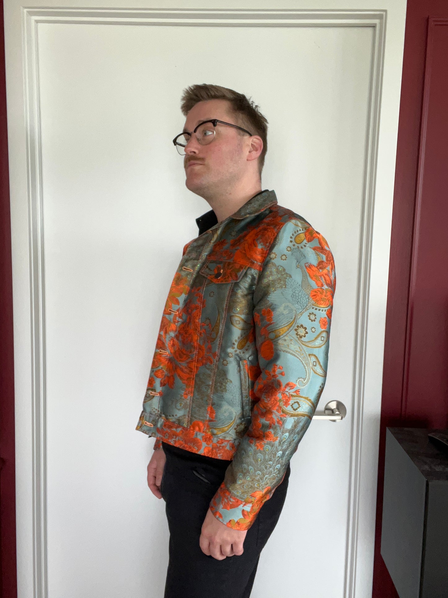 Orange Floral Jean Jacket