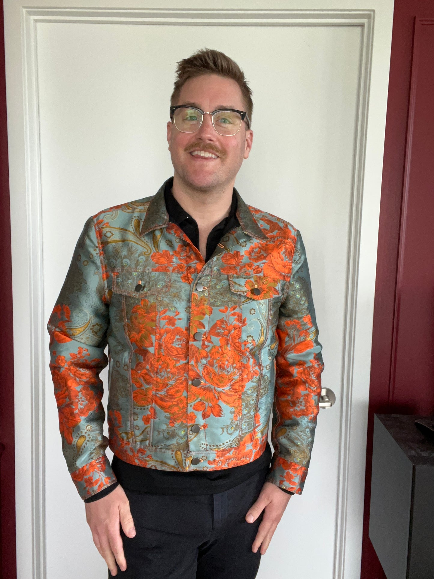 Orange Floral Jean Jacket