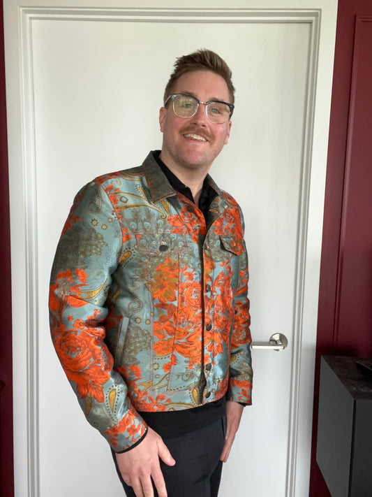 Orange Floral Jean Jacket